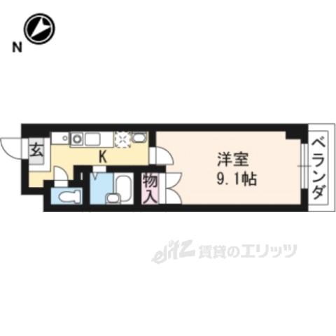 アートプラザ光(1K/4階)の間取り写真