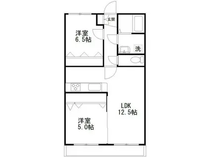 グランピリエ(2LDK/3階)の間取り写真