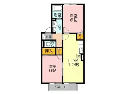 エイトタイムII(2LDK/2階)の間取り写真