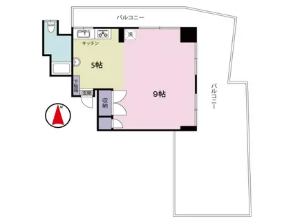 メロンむさし野(ワンルーム/2階)の間取り写真