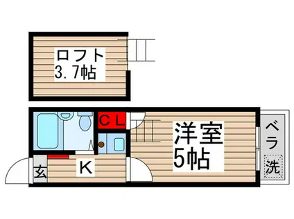 HEBRON(1K/2階)の間取り写真