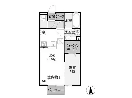 クレール・シェル(1LDK/1階)の間取り写真