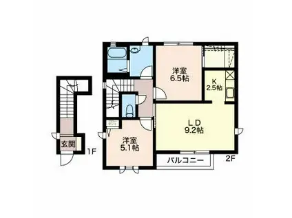 ディアスイデウラ(2LDK/2階)の間取り写真