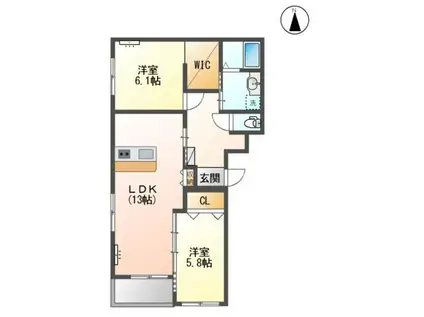 カーサ・グラン赤迫(2LDK/2階)の間取り写真
