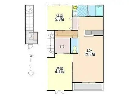 城山ヒルズB(2LDK/2階)の間取り写真