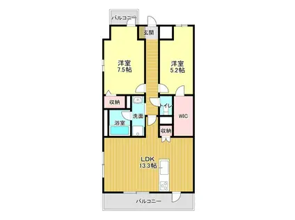 アミューズ千歳(2LDK/8階)の間取り写真