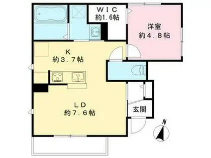 ユアメゾン三ノ輪(1LDK/1階)の間取り写真