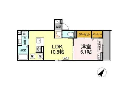 アセット-コート中町(1LDK/1階)の間取り写真