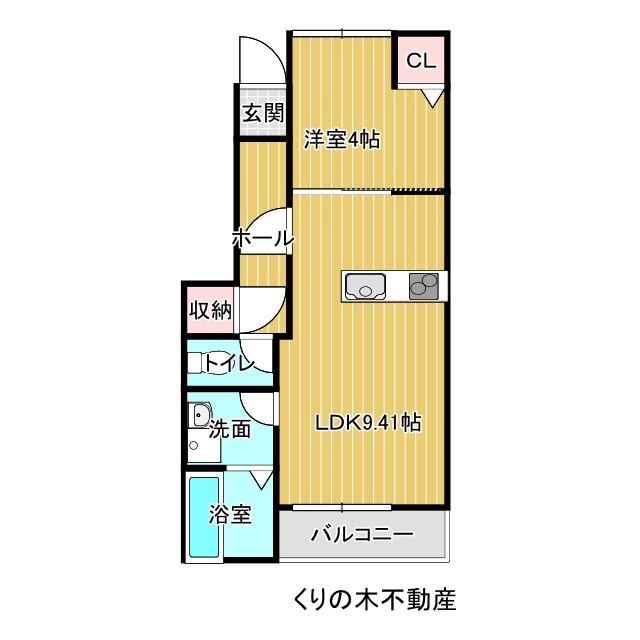 ルミウス延喜B棟(1LDK/1階)の間取り写真