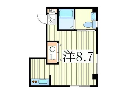 CAVE(ワンルーム/1階)の間取り写真