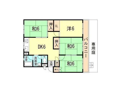 東二見ガーデンハイツ 7号棟(4DK/1階)の間取り写真