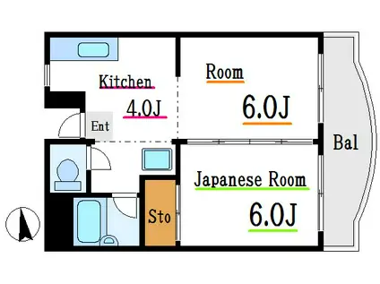 第一佐々木マンション(2K/2階)の間取り写真