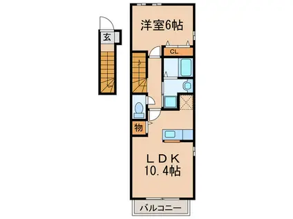 レザンI・II(1LDK/2階)の間取り写真