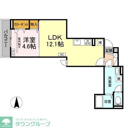 D PAINA 中野島II(1LDK/2階)の間取り写真