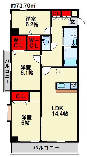 ファミール守恒(3LDK/5階)の間取り写真