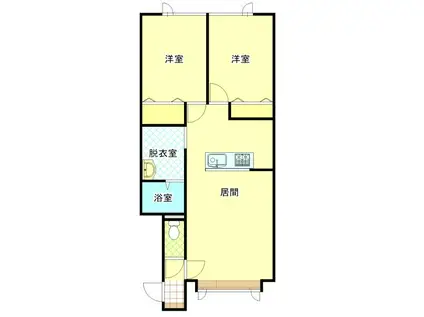 コーポハピネスII(2LDK/2階)の間取り写真