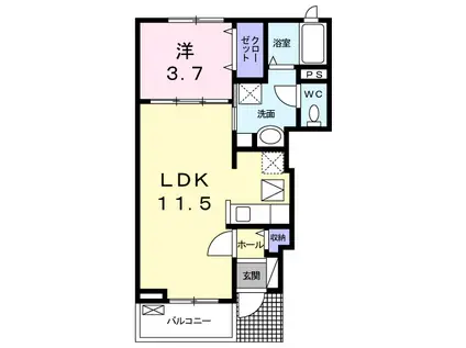 アヴァンツァート(1LDK/1階)の間取り写真