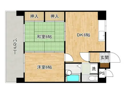 シティハイツ三郎丸(2DK/5階)の間取り写真