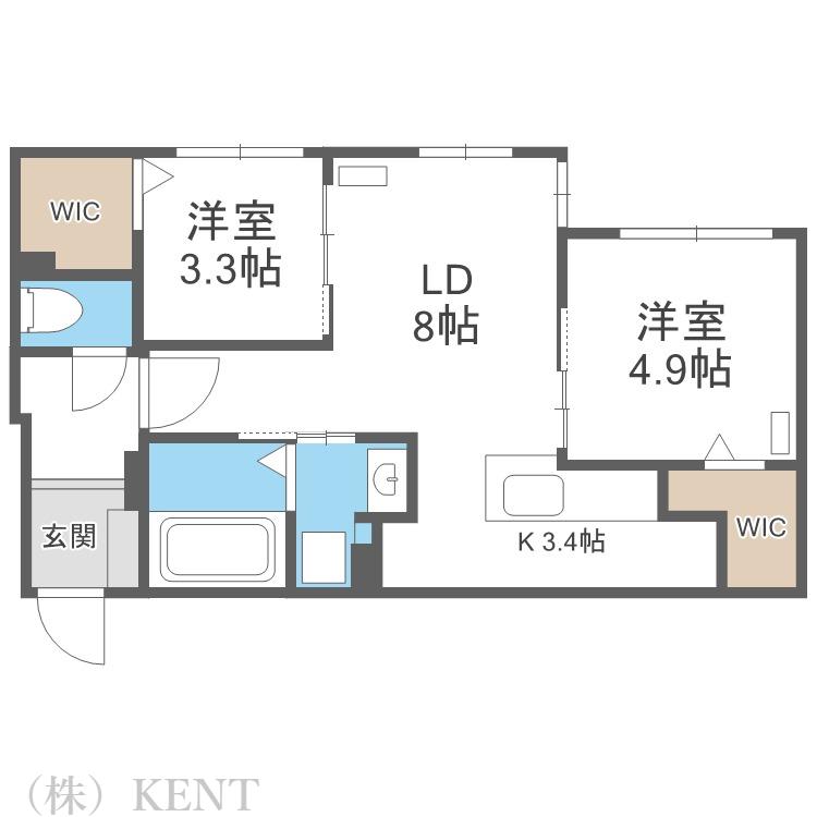 ラグランジュ円山(2LDK/2階)の間取り写真