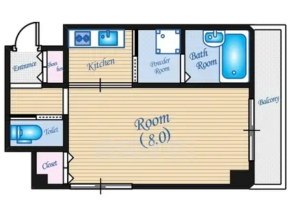 コーナービル(ワンルーム/9階)の間取り写真