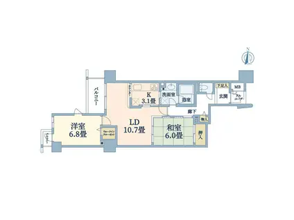 アパガーデンスクエア四条烏丸(2LDK/8階)の間取り写真
