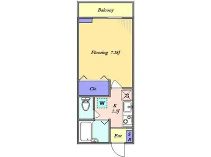 カティガーデン三軒茶屋(1K/2階)の間取り写真