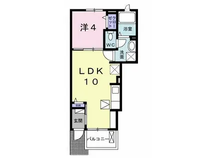 テェーニメント・富岳(1LDK/1階)の間取り写真