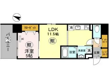 神戸ハーバーサイド 萬利レジデンス(1LDK/9階)の間取り写真