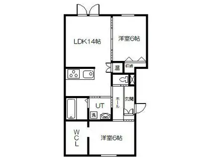 CASA-I HIGASHIKAWA II(2LDK/1階)の間取り写真