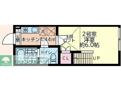 シティハイツ高幡不動(1K/2階)の間取り写真