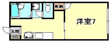 ルシエール平野C棟(1K/1階)の間取り写真