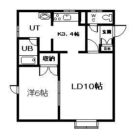 スクエアIII(1LDK/1階)の間取り写真