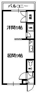 ビジョン616(1DK/4階)の間取り写真
