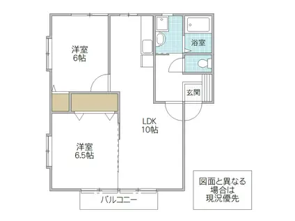 タウンコート塙山 A棟(2LDK/1階)の間取り写真