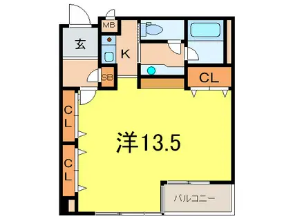 ルーア芦屋(1K/3階)の間取り写真