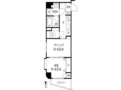 DUOSTAGE白金高輪(1DK/2階)の間取り写真