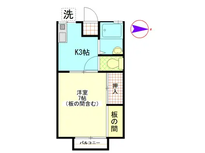 第2河内ハイツ(1K/1階)の間取り写真