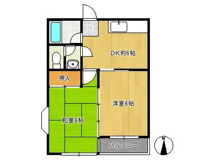 サンベールI(2DK/2階)の間取り写真