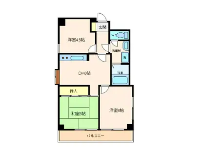 ライオンズマンション大手前第2(3DK/6階)の間取り写真
