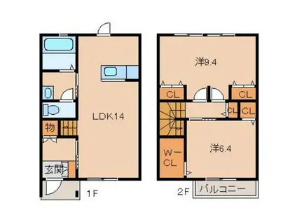 LA FERIO古屋(2LDK/1階)の間取り写真