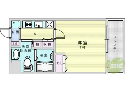 パークヒルズ新大阪WILL(1K/4階)の間取り写真