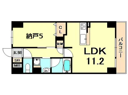コンフォリア西宮(1SK/7階)の間取り写真