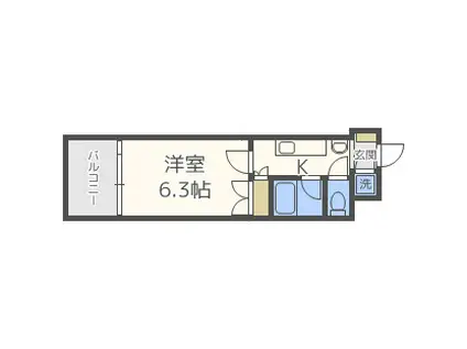 FELIS北堀江(1K/9階)の間取り写真