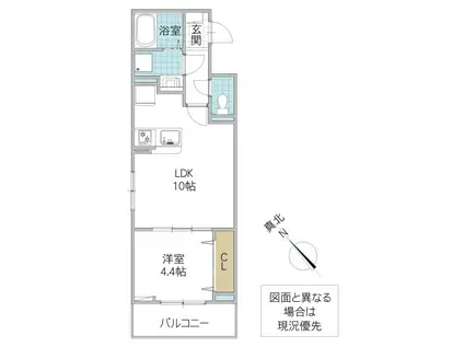 ホワイトセイルII(1LDK/2階)の間取り写真