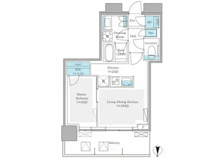 パークシティ中野ザタワー ブリーズ(1LDK/10階)の間取り写真