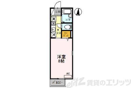ソレーユ箕面(ワンルーム/1階)の間取り写真