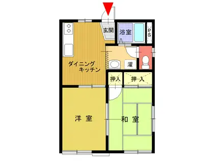 角田屋ハイツ強羅(2DK/2階)の間取り写真