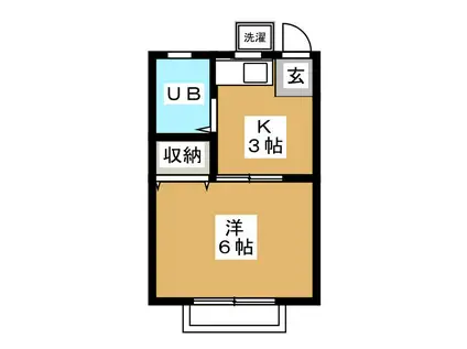 メゾンゆり(1K/2階)の間取り写真
