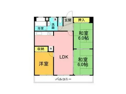 グランドミール中小田井(3LDK/4階)の間取り写真