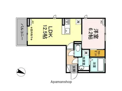 ラ・フェリーチェ I(1LDK/1階)の間取り写真